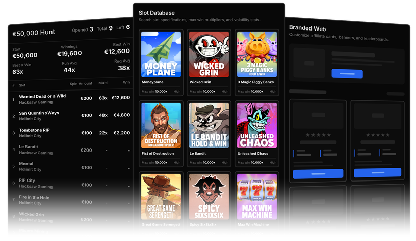 CreatorPlatform Bonus Hunt Tracker, Slot Database, and Branded Sites